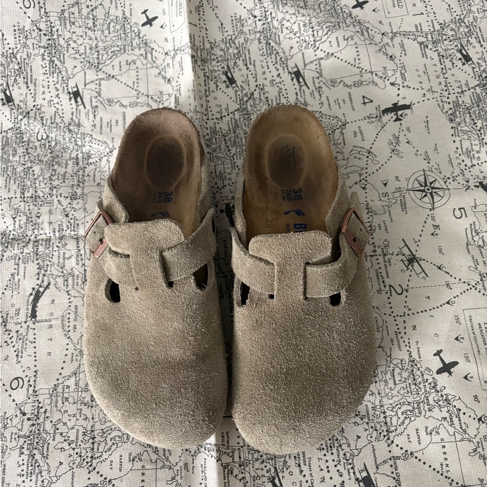 Birkenstock Kids Suede Slippers - Beige